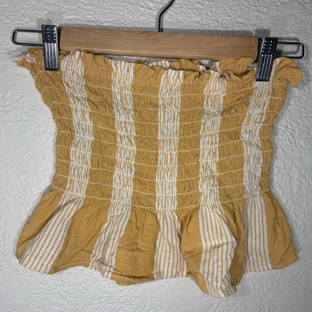 AMERICAN EAGLE Yellow Smocked Tube Top